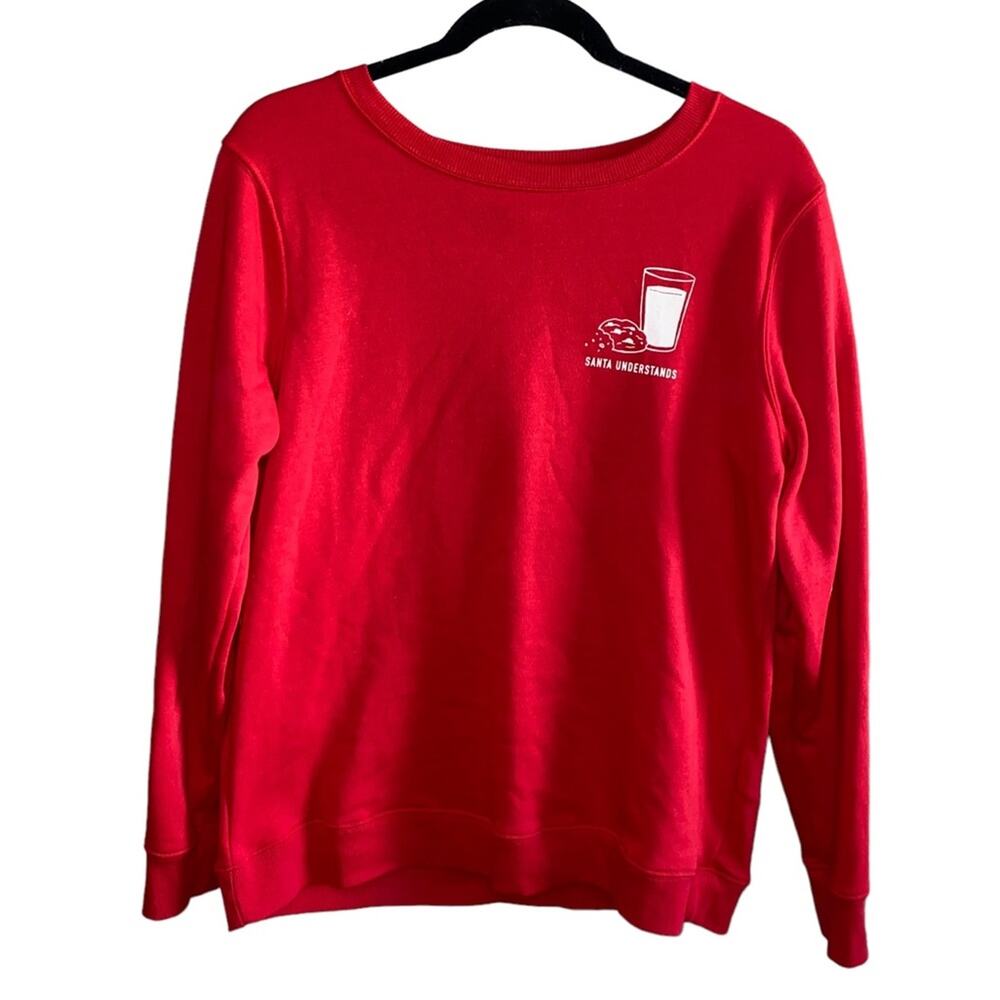 Old Navy "Santa Understands" Red Graphic Sweatshirt Medium‎